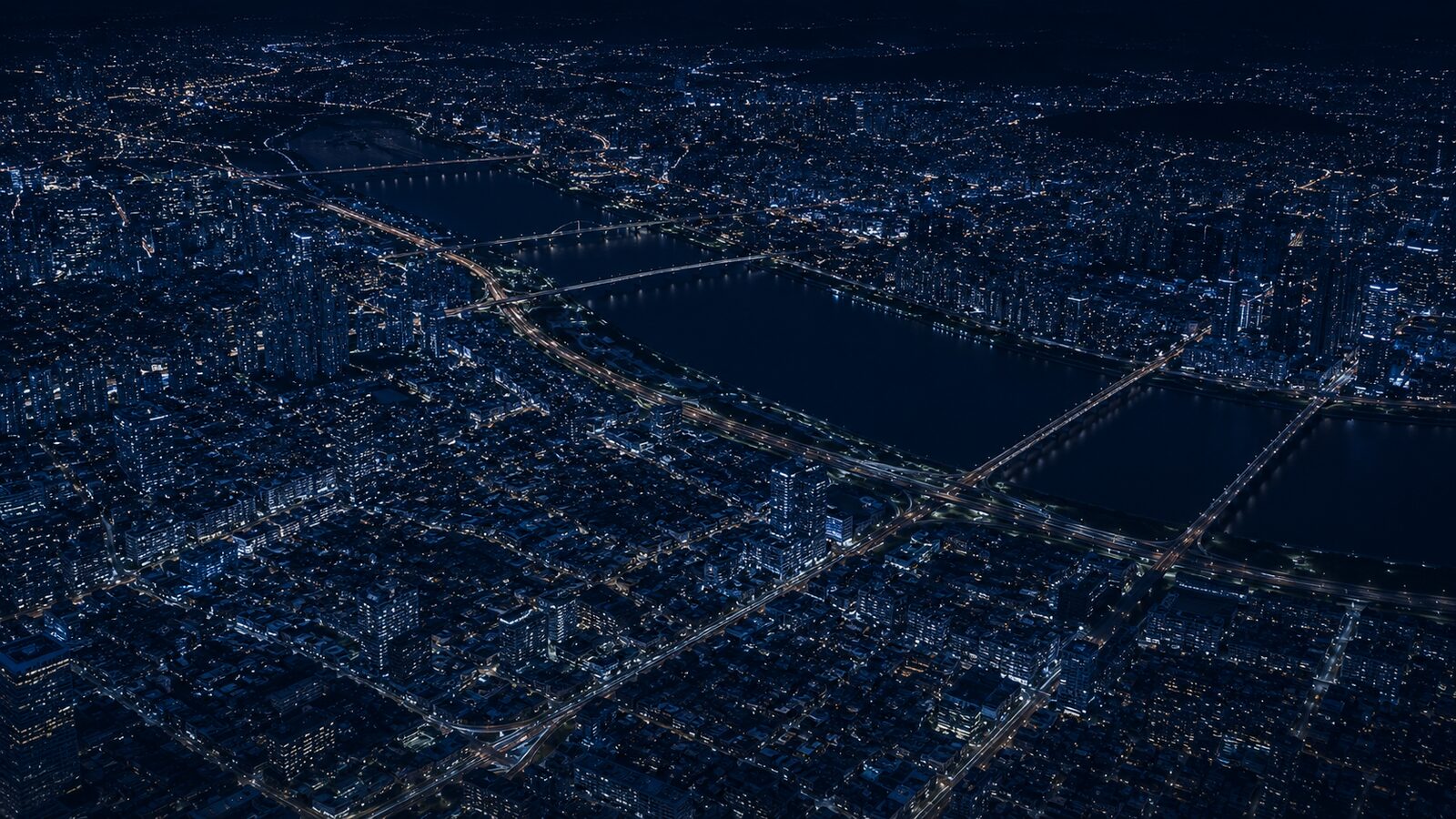 An aerial city map with a data overlay; districts where accidents cluster are lit up.